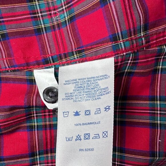 Lands End Womens Tartan Plaid No Iron Supima Cotton Button Up Size 14 Classic - Picture 7 of 11